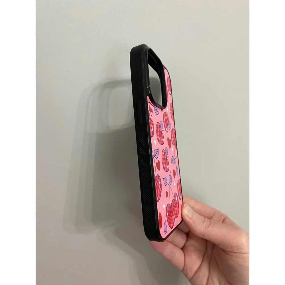 Phone Case Unisex iPhone 14 Pro Pink Cherry Disco Ball Heart Retro Y2K Aesthetic